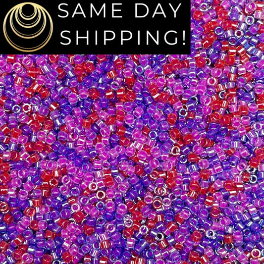 DB2065 (1 gram-20 grams) Miyuki Size 11/0 Delica Beads Luminous Purple Mix-Free Container! Same Day Shipping!