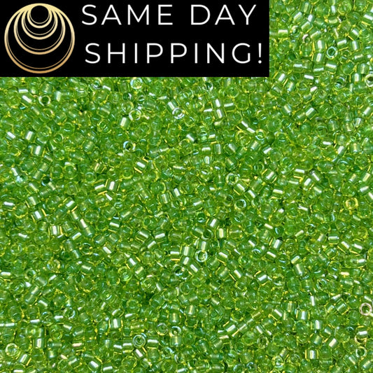 DB2376 (1 gram-20 grams) Miyuki Size 11/0 Delica Beads Inside Dyed Chartreuse-Free Container! Same Day Shipping!