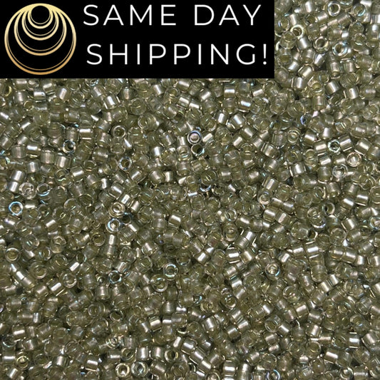 DB2378 (1 gram-20 grams) Miyuki Size 11/0 Delica Beads Inside Dyed Moss Green-Free Container! Same Day Shipping!