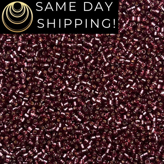 DB2170 (1 gram-20 grams) Miyuki Size 11/0 Delica Beads Duracoat Silver Lined Dyed Raisin-Free Container! Same Day Shipping!