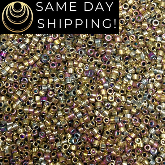 DB541 (1 gram-20 grams) Miyuki Size 11/0 Delica Beads Spectrum Gold Palladium Plated AB-Free Container! Same Day Shipping!