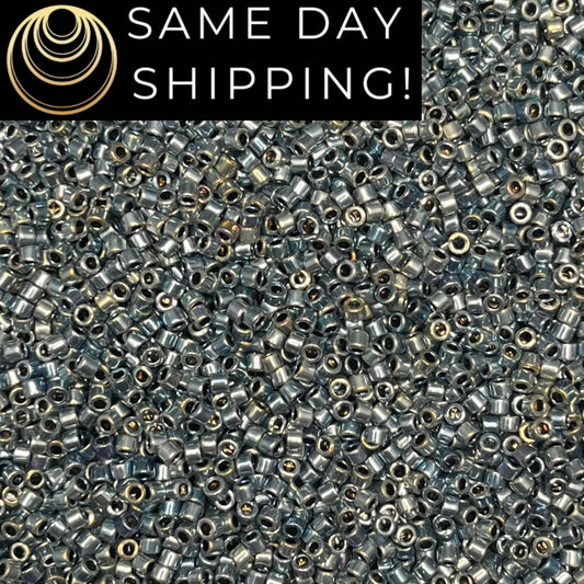 DB544 (1 gram-20 grams) Miyuki Size 11/0 Delica Beads Palladium Plated Blue Gold Iris AB-Free Container! Same Day Shipping!