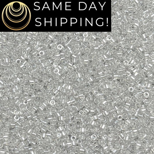 DB1477 (1 gram-20 grams) Miyuki Size 11/0 Delica Beads Transparent Pale Taupe Luster-Free Container! Same Day Shipping!