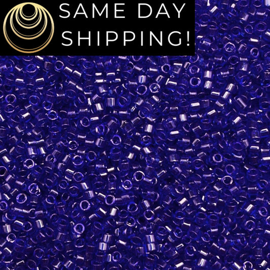 DB0707 11/0 Miyuki Delica Beads Transparent Cobalt Blue