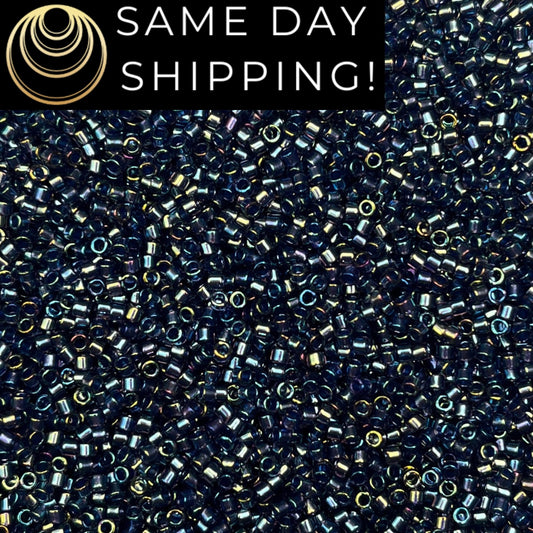 DB2386 (1 gram-20 grams) Miyuki Size 11/0 Delica Beads Inside Dyed Night Sky Blue-Free Container! Same Day Shipping!