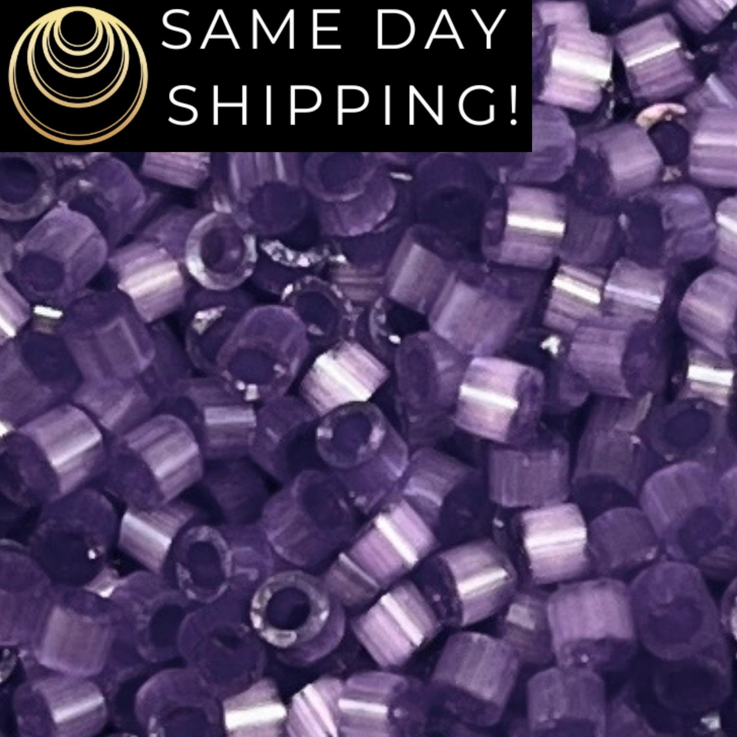 DB1810 11/0 Miyuki Delica Beads Dyed Purple Silk Satin