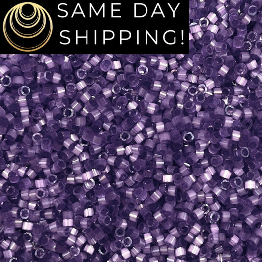 DB1810 11/0 Miyuki Delica Beads Dyed Purple Silk Satin