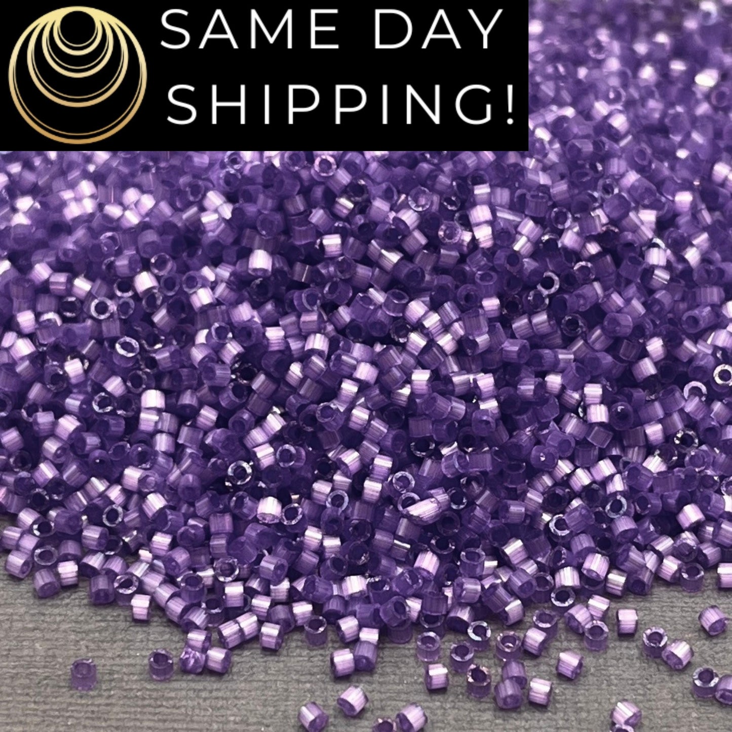 DB1810 11/0 Miyuki Delica Beads Dyed Purple Silk Satin