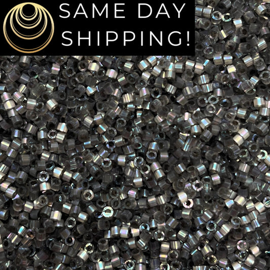 DB1872 (1 Gram -20 Grams) Miyuki Size 11/0 Delica Beads Silk Inside Dyed Rustic Gray-Free Container! Same Day Shipping!