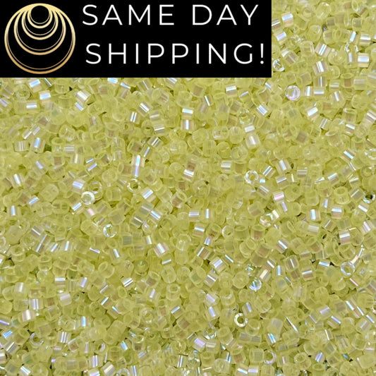 DB1873 (1 Gram -20 Grams) Miyuki Size 11/0 Delica Beads Silk Inside Dyed Citron AB-Free Container! Same Day Shipping! DB-1873