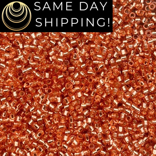 DB2151 (1 gram-20 grams) Miyuki Size 11/0 Delica Beads Duracoat Silver Lined Dyed Rose Copper-Free Container! Same Day Shipping!