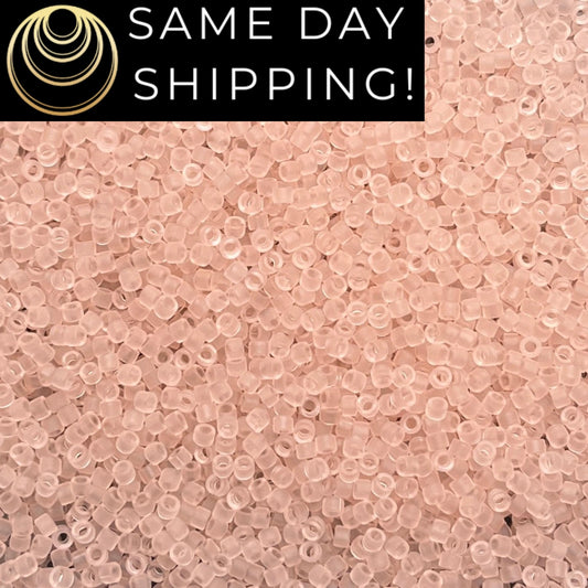 DB1263 (1 gram-20 grams) Miyuki Size 11/0 Delica Beads Matte Transparent Pink Mist-Free Container! Same Day Shipping!