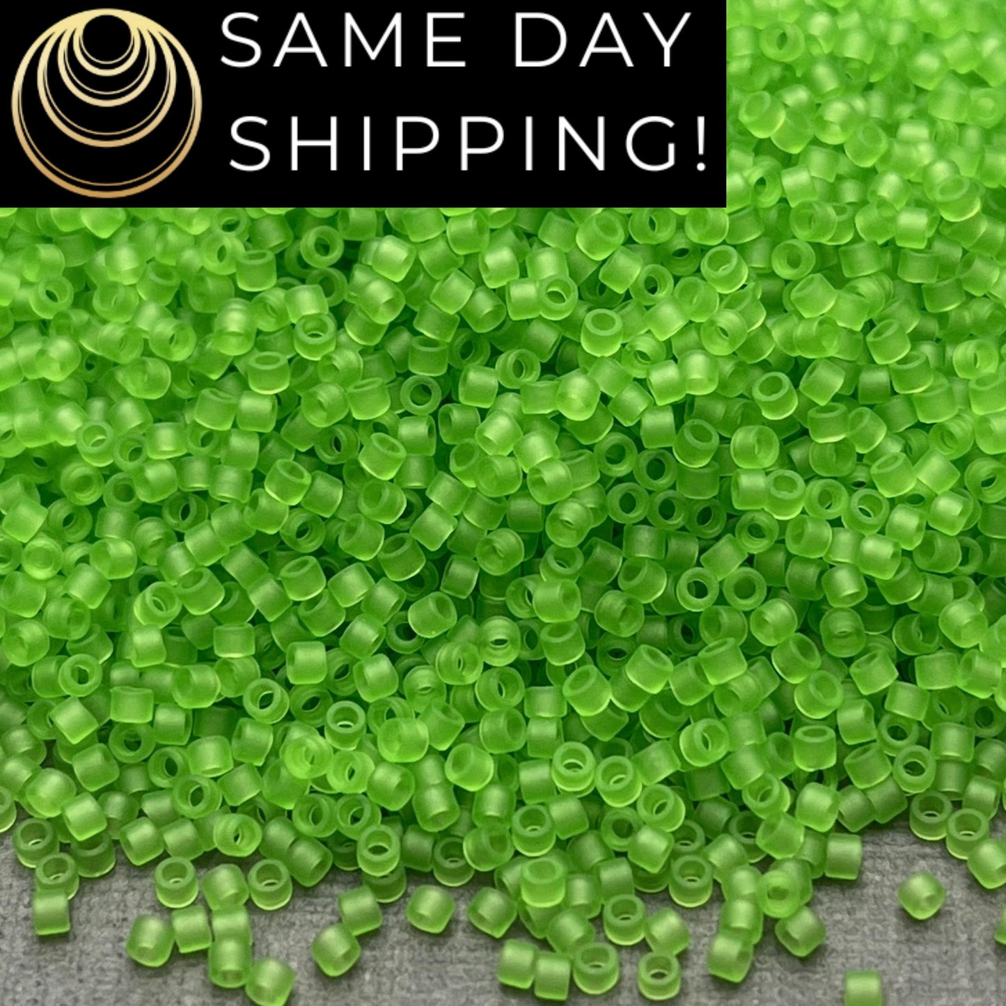 DB1266 (1 gram-20 grams) Miyuki Size 11/0 Delica Beads Matte Transparent Lime Green-Free Container! Same Day Shipping!