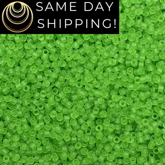 DB1266 (1 gram-20 grams) Miyuki Size 11/0 Delica Beads Matte Transparent Lime Green-Free Container! Same Day Shipping!
