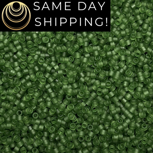DB1267 (1 gram-20 grams) Miyuki Size 11/0 Delica Beads Matte Transparent Olive Green-Free Container! Same Day Shipping!
