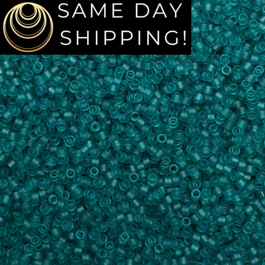 DB1268 (1 gram-20 grams) Miyuki Size 11/0 Delica Beads Matte Transparent Caribbean Teal Green-Free Container! Same Day Shipping!