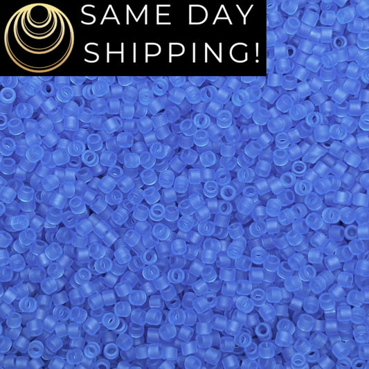 DB1270 (1 gram-20 grams) Miyuki Size 11/0 Delica Beads Matte Transparent Azure Blue-Free Container! Same Day Shipping!