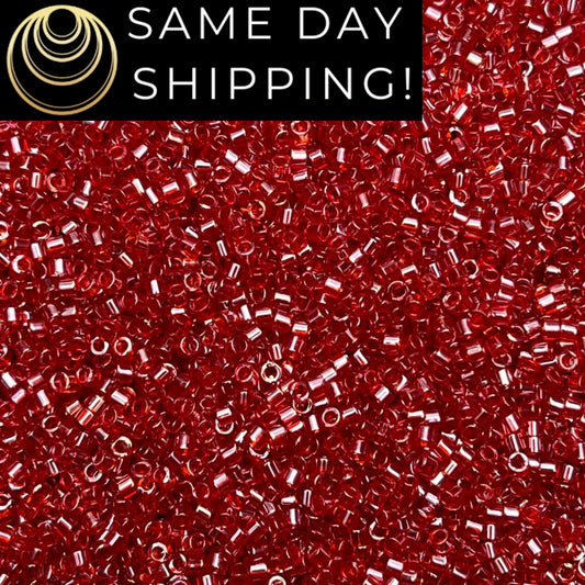 DB098 (1 gram-20 grams) Miyuki Size 11/0 Delica Beads Transparent Light Siam Luster-Free Container! Same Day Shipping!