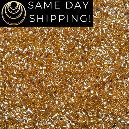 DB099 (1 gram-20 grams) Miyuki Size 11/0 Delica Beads Transparent Light Topaz Luster-Free Container! Same Day Shipping!