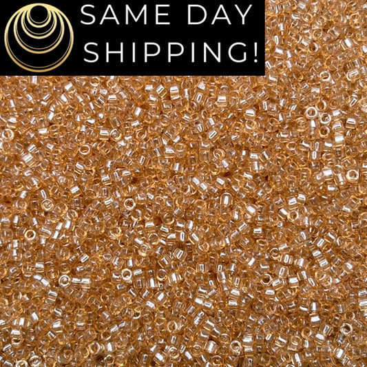 DB101 (1 gram-20 grams) Miyuki Size 11/0 Delica Beads Transparent Light Smoky Topaz Gold Luster-Free Container! Same Day Shipping!