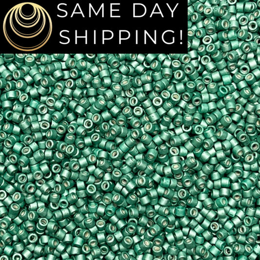 DB1171 (1 gram-20 grams) Miyuki Size 11/0 Delica Beads Galvanized Matte Dark Mint Green-Free Container! Same Day Shipping!