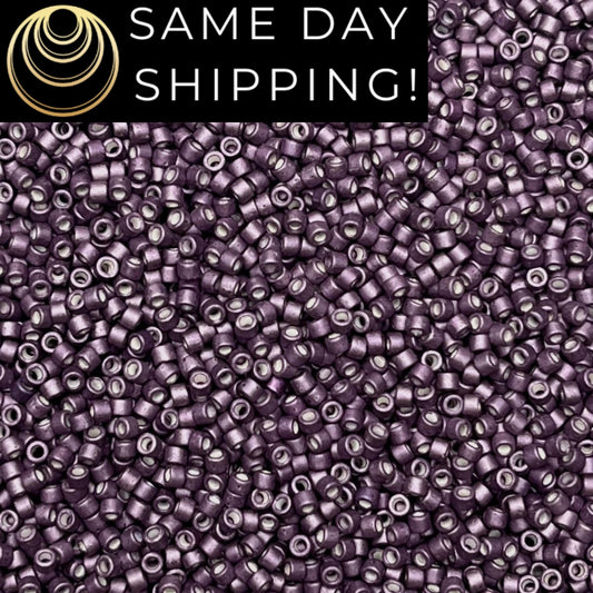 DB1174 (1 gram-20 grams) Miyuki Size 11/0 Delica Beads Galvanized Matte Eggplant-Free Container! Same Day Shipping!