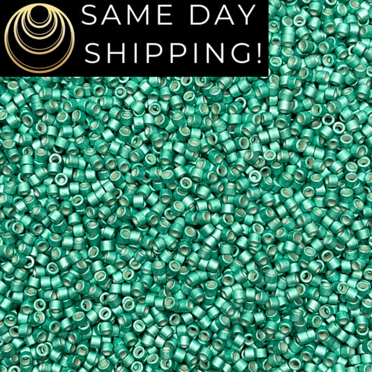 DB1182 (1 gram-20 grams) Miyuki Size 11/0 Delica Beads Matte Galvanized Dark Mint Green-Free Container! Same Day Shipping!