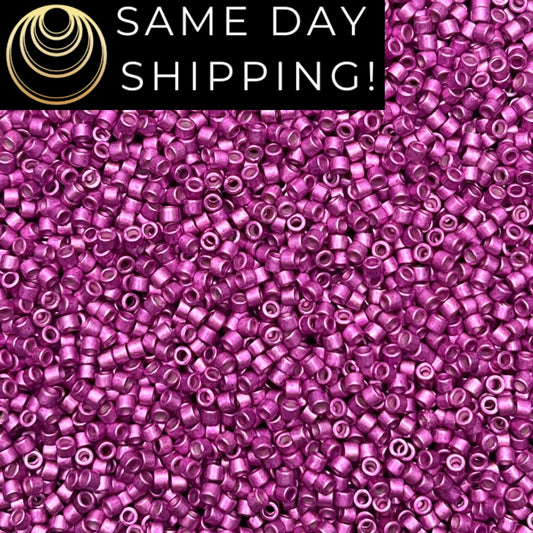 DB1184 (1 gram-20 grams) Miyuki Size 11/0 Delica Beads Galvanized Semi-Matte Magenta-Free Container! Same Day Shipping!