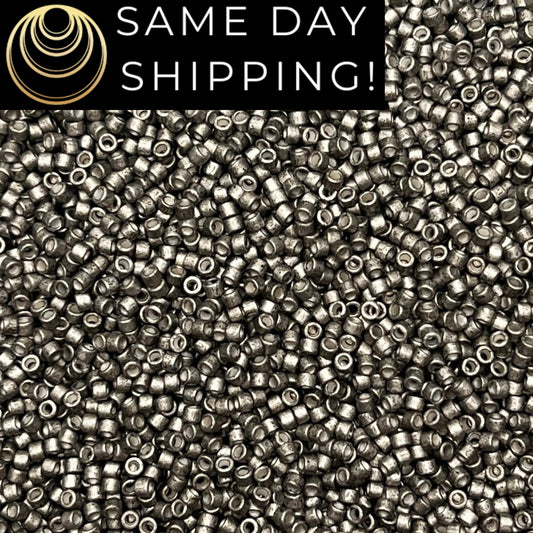 DB1186 (1 gram-20 grams) Miyuki Size 11/0 Delica Beads Galvanized Semi-Matte Graphite-Free Container! Same Day Shipping!