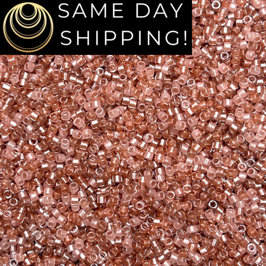 DB988 (1 gram-20 grams) Miyuki Size 11/0 Delica Beads Pink Luster Mix-Free Container! Same Day Shipping!