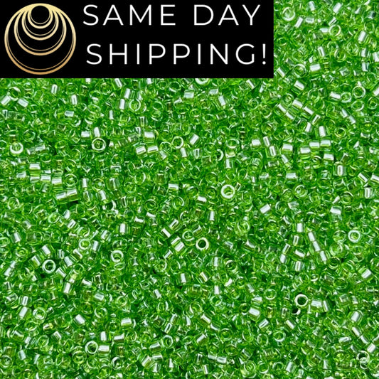 DB1226 (1 gram-20 grams) Miyuki Size 11/0 Delica Beads Transparent Lime Luster-Free Container! Same Day Shipping!