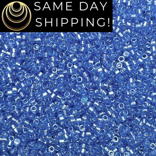 DB1230 (1 gram-20 grams) Miyuki Size 11/0 Delica Beads Transparent Azure Luster-Free Container! Same Day Shipping!
