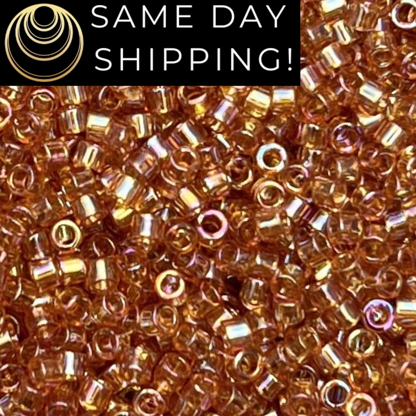 DB1241 (1 gram-20 grams) Miyuki Size 11/0 Delica Beads Transparent Marigold AB-Free Container! Same Day Shipping!