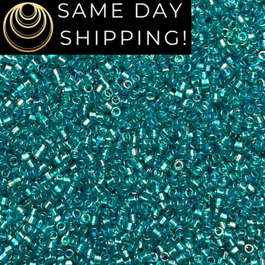 DB1248 (1 gram-20 grams) Miyuki Size 11/0 Delica Beads Transparent Caribbean Teal AB-Free Container! Same Day Shipping!