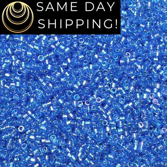 DB1250 (1 gram-20 grams) Miyuki Size 11/0 Delica Beads Transparent Azure AB-Free Container! Same Day Shipping!