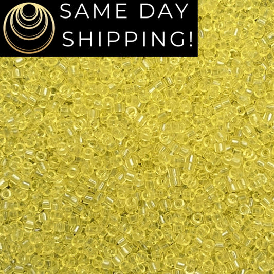DB1401 (1 gram-20 grams) Miyuki Size 11/0 Delica Beads Transparent Pale Yellow-Free Container! Same Day Shipping!