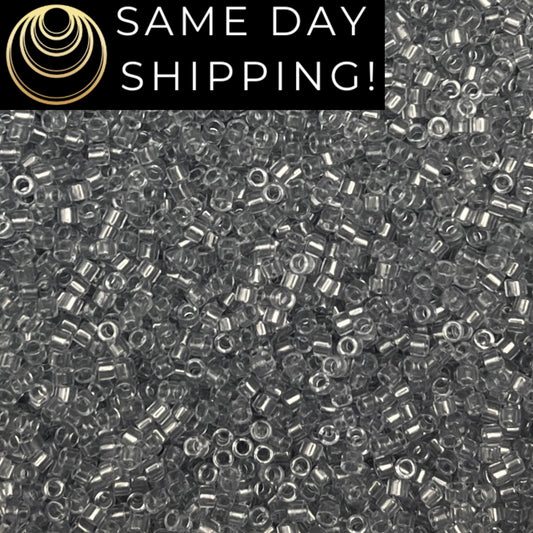 DB1406 (1 gram-20 grams) Miyuki Size 11/0 Delica Beads Transparent Pale Gray-Free Container! Same Day Shipping!