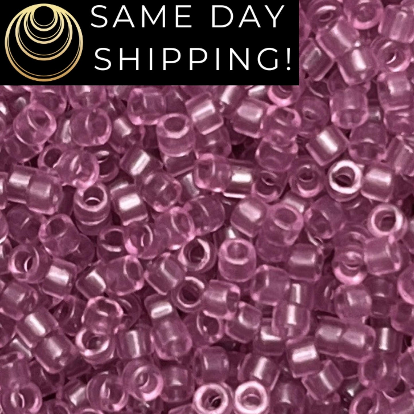 DB1413 (1 gram-20 grams) Miyuki Size 11/0 Delica Beads Transparent Light Rose-Free Container! Same Day Shipping!