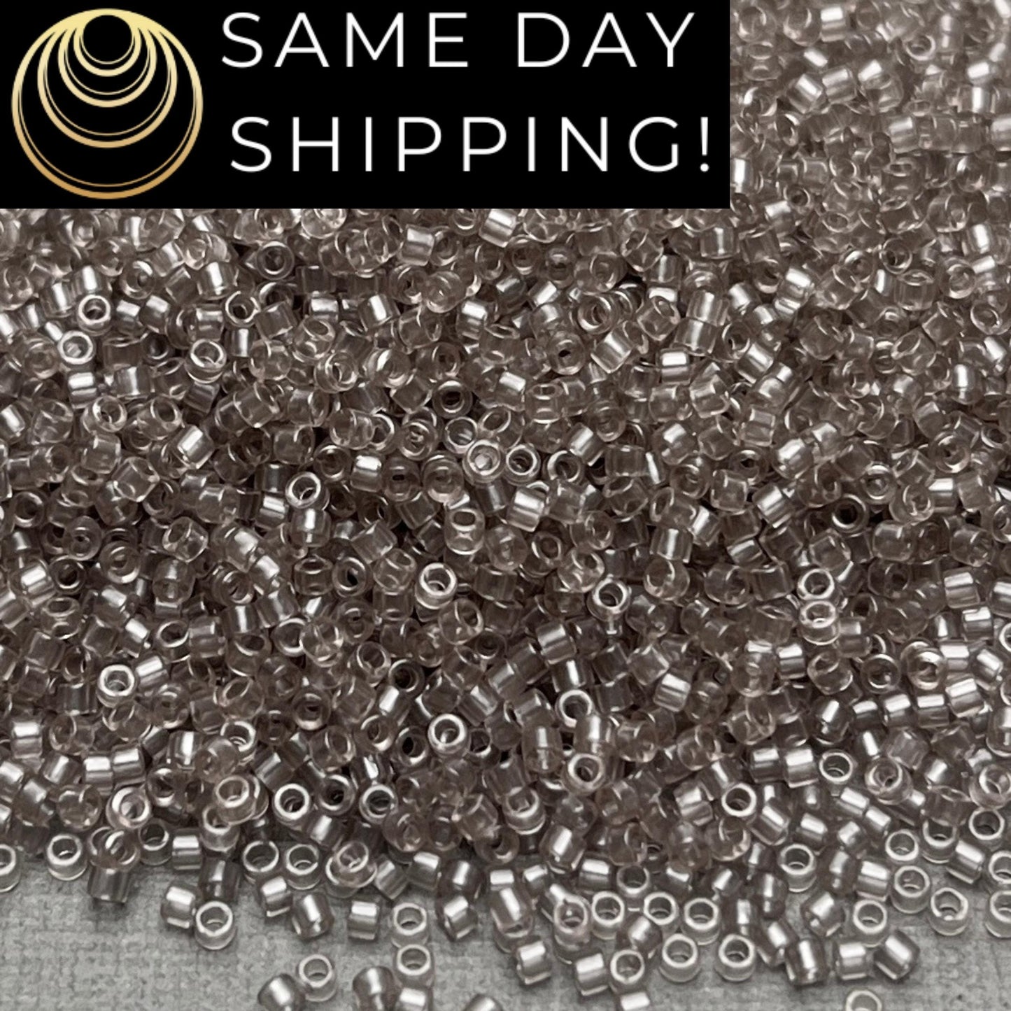 DB1416 (1 gram-20 grams) Miyuki Size 11/0 Delica Beads Transparent Light Taupe-Free Container! Same Day Shipping!