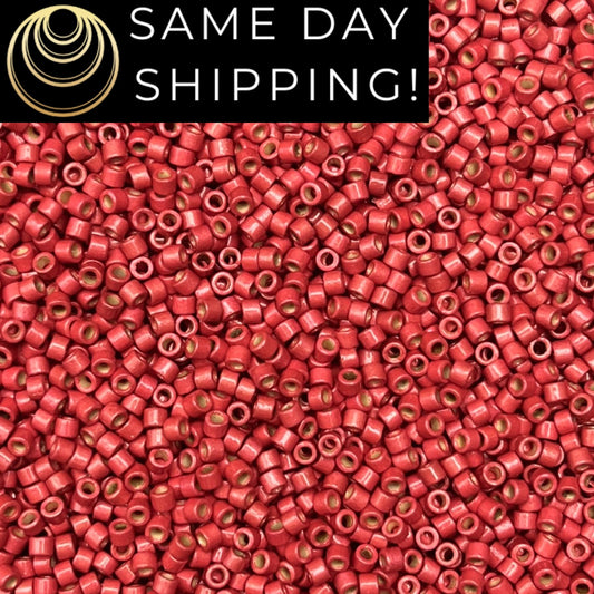 DB1841F (1 gram-20 grams) Miyuki Size 11/0 Delica Beads Duracoat Matte Galvanized Light Cranberry-Free Container! Same Day Shipping!