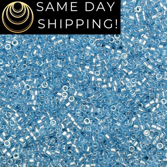 DB1890 (1 gram-20 grams) Miyuki Size 11/0 Delica Beads Transparent Sky Blue Luster-Free Container! Same Day Shipping!