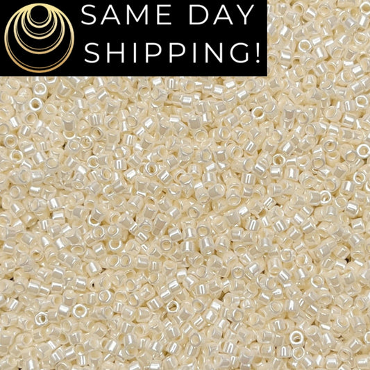 DB1900 (1 gram-20 grams) Miyuki Size 11/0 Delica Beads Crystal Ivory Ceylon-Free Container! Same Day Shipping!