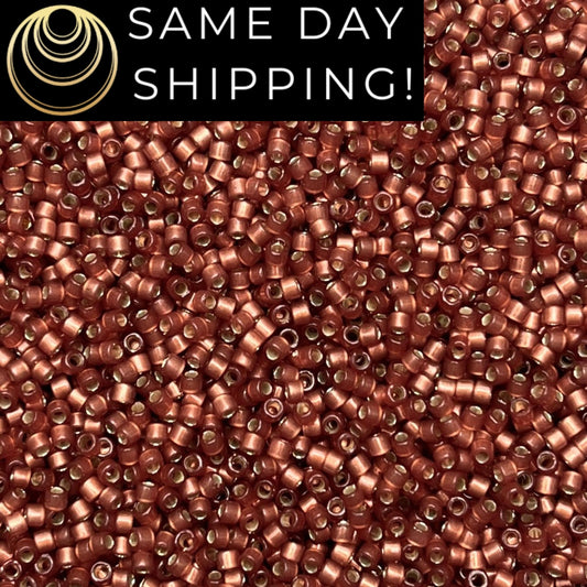 DB2179 (1 gram-20 grams) Miyuki Size 11/0 Delica Beads Semi-Frosted Duracoat Silver Lined Magenta-Free Container! Same Day Shipping!