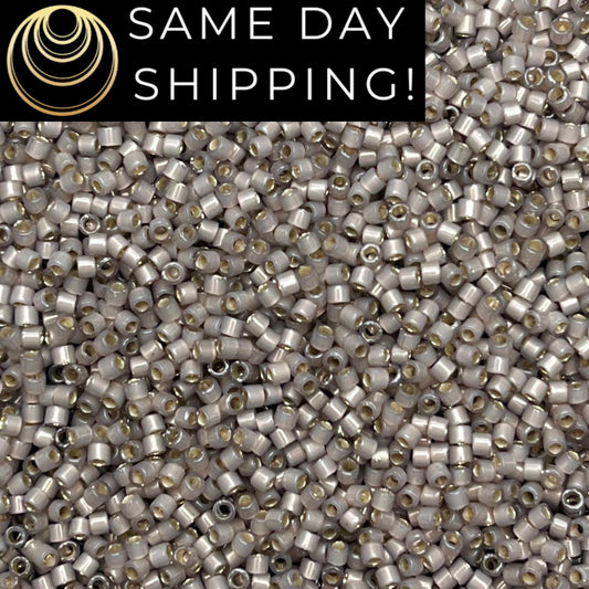 DB1456 (1 gram-20 grams) Miyuki Size 11/0 Delica Beads Silver Lined Light Taupe Opal-Free Container! Same Day Shipping!