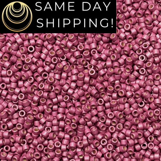 DB1840F (1 gram-20 grams) Miyuki Size 11/0 Delica Beads Duracoat Galvanized Matte Hot Pink-Free Container! Same Day Shipping!