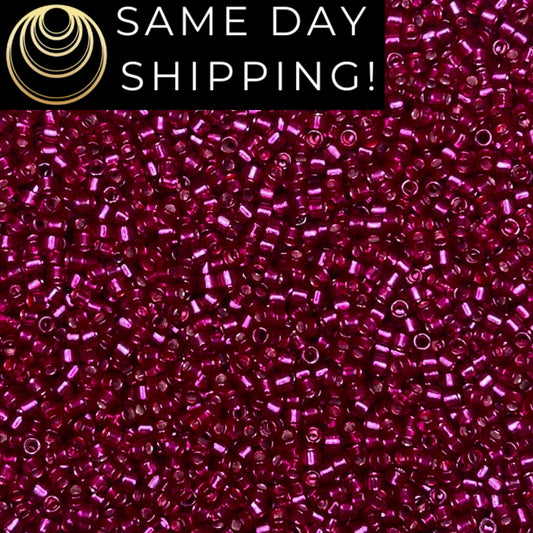 DB2161 (1 gram-20 grams) Miyuki Size 11/0 Delica Beads Duracoat Silver Lined Dyed Petunia-Free Container! Same Day Shipping!