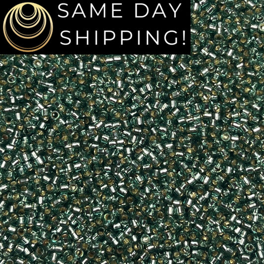 DB2165 (1 gram-20 grams) Miyuki Size 11/0 Delica Beads Duracoat Silver Lined Dyed Dark Sea Foam-Free Container! Same Day Shipping!