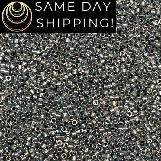 DB545 (1 gram-20 grams) Miyuki Size 11/0 Delica Beads Palladium Plated Silver Blue Gold Iris AB-Free Container! Same Day Shipping!