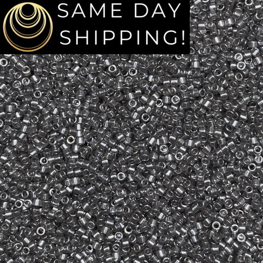 DB1486 (1 gram-20 grams) Miyuki Size 11/0 Delica Beads Transparent Taupe Luster-Free Container! Same Day Shipping!