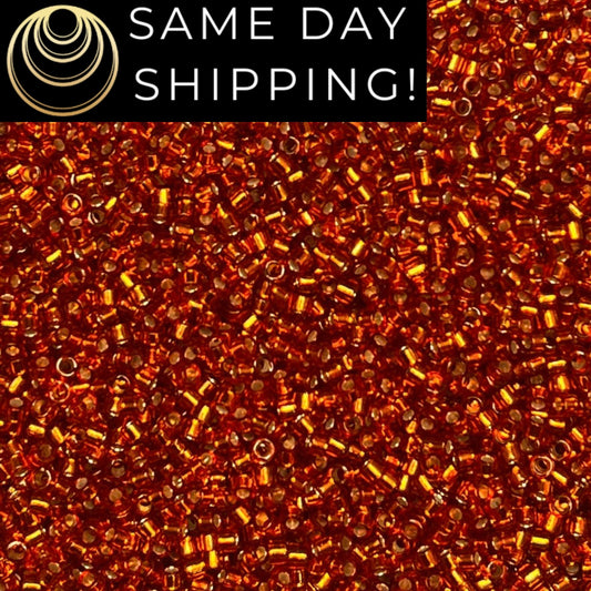 DB1333 (1 gram-20 grams) Miyuki Size 11/0 Delica Beads Dyed Silver Lined Burnt Orange-Free Container! Same Day Shipping!